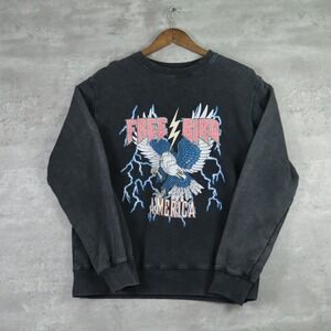 Zutter Free Bird America Graphic Sweatshirt Medium Black Eagle Rock Crewneck